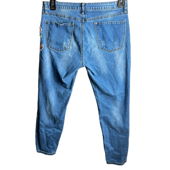 Angel Kiss Los Angeles Womens 11 Mid-Rise Boho Hippie Embroidered Skinny Jeans - Picture 5 of 7